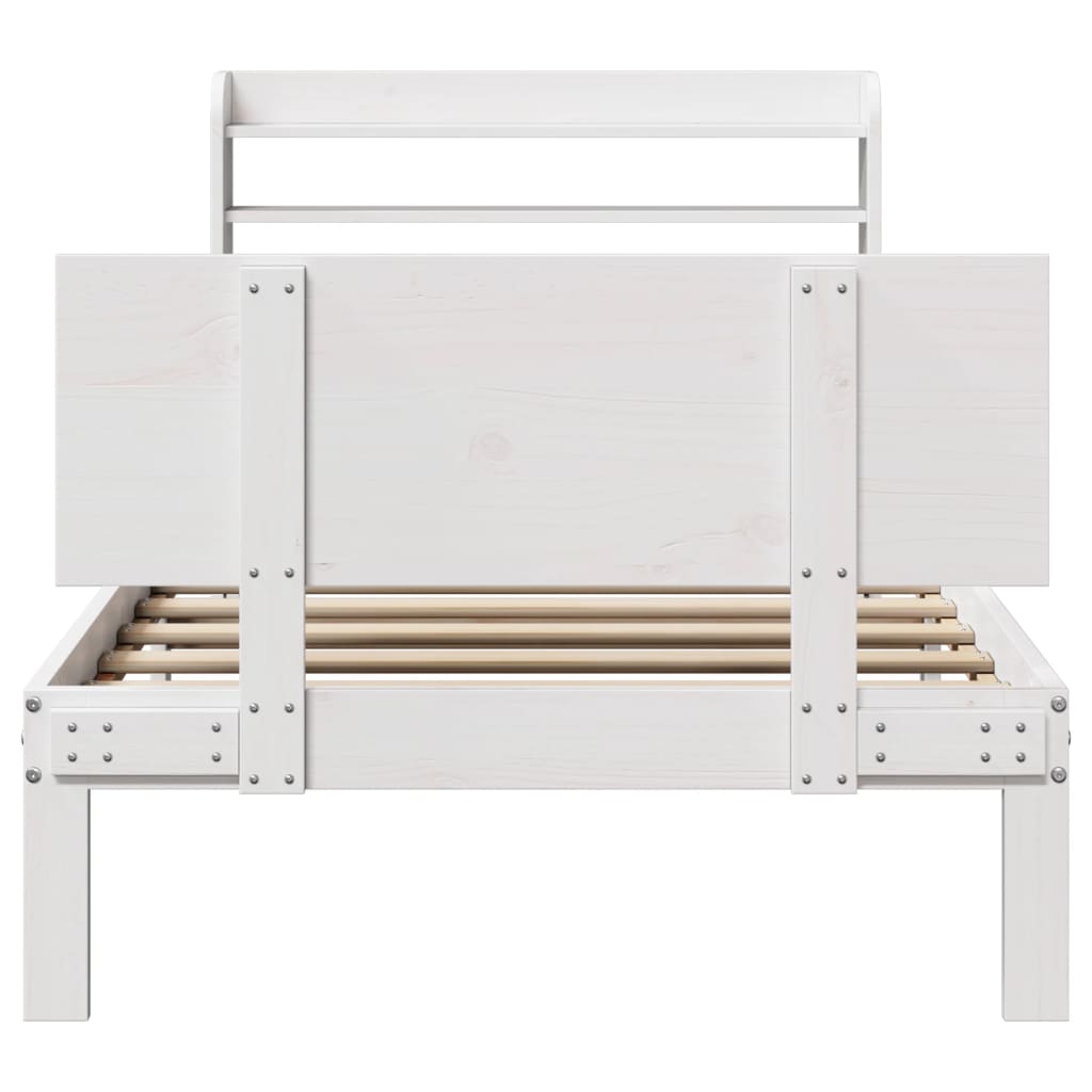 Bed Frame with Headboard without Mattress White 75x190 cm Small Single