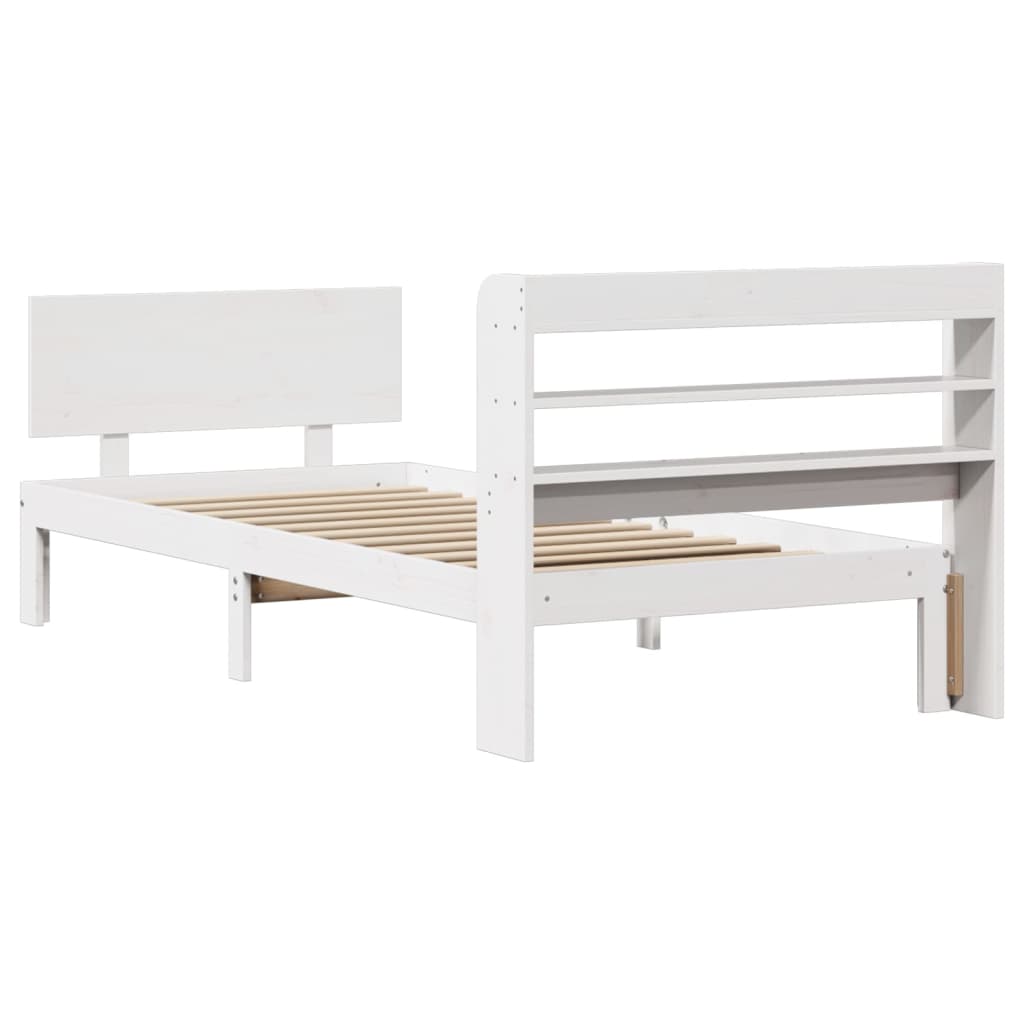 Bed Frame with Headboard without Mattress White 75x190 cm Small Single