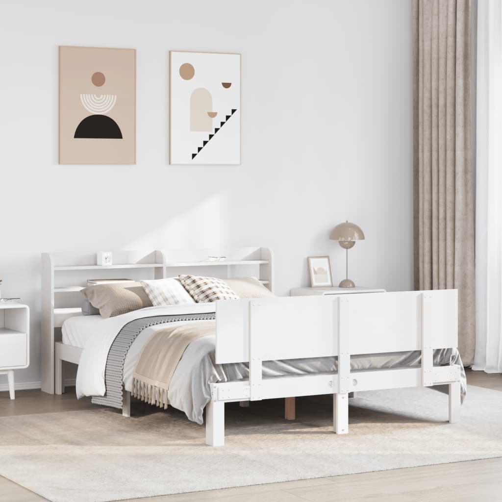 Bed Frame with Headboard without Mattress White 150x200 cm King Size