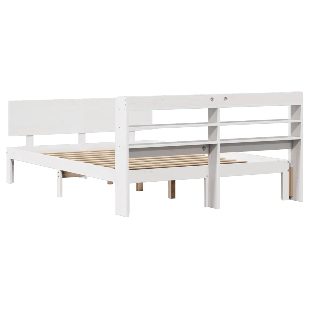 Bed Frame with Headboard without Mattress White 150x200 cm King Size