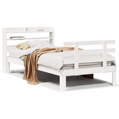 Bed Frame with Headboard without Mattress White 75x190 cm Small Single