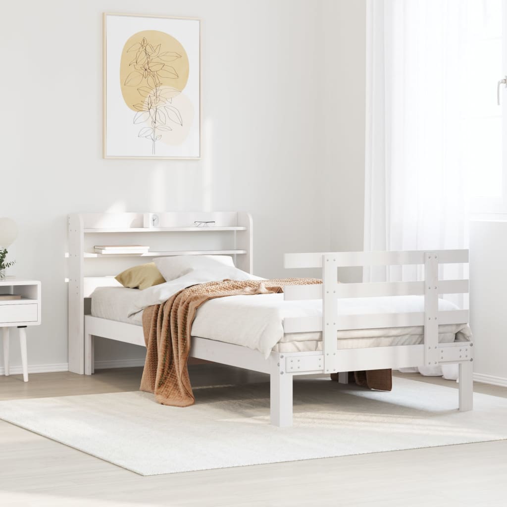 Bed Frame with Headboard without Mattress White 75x190 cm Small Single