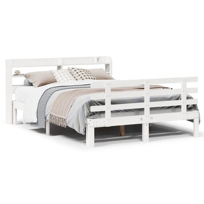 Bed Frame with Headboard without Mattress White 140x190 cm