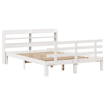 Bed Frame with Headboard without Mattress White 140x190 cm