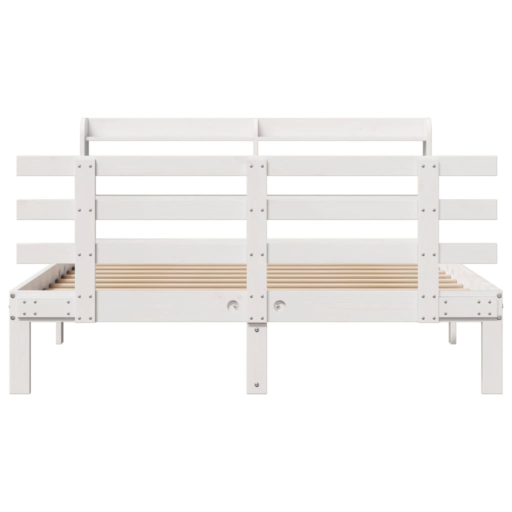 Bed Frame with Headboard without Mattress White 140x190 cm