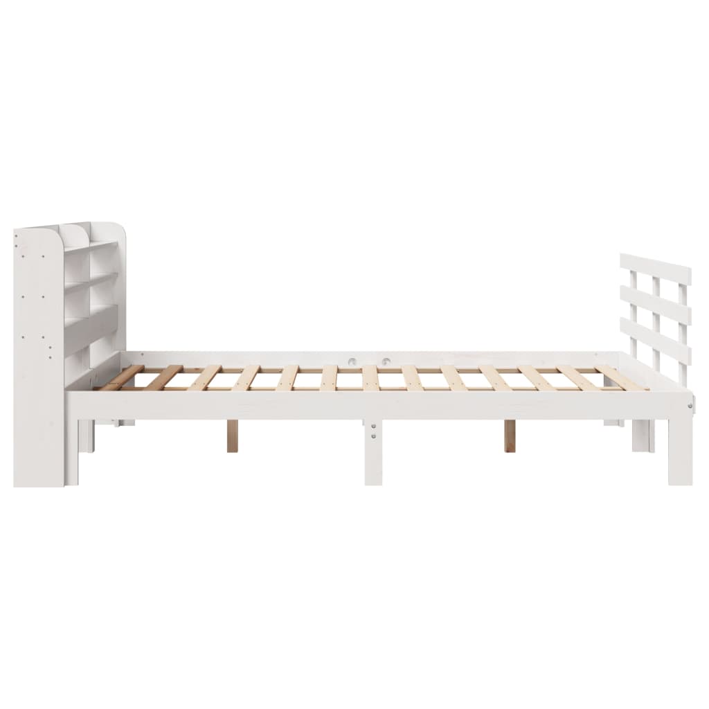 Bed Frame with Headboard without Mattress White 140x190 cm