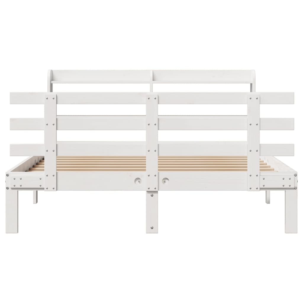 Bed Frame with Headboard without Mattress White 140x200 cm