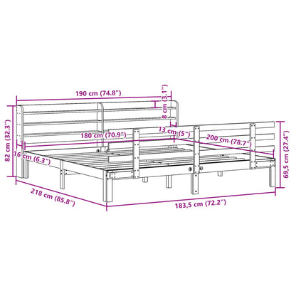 Bed Frame with Headboard without Mattress 180x200 cm Super King