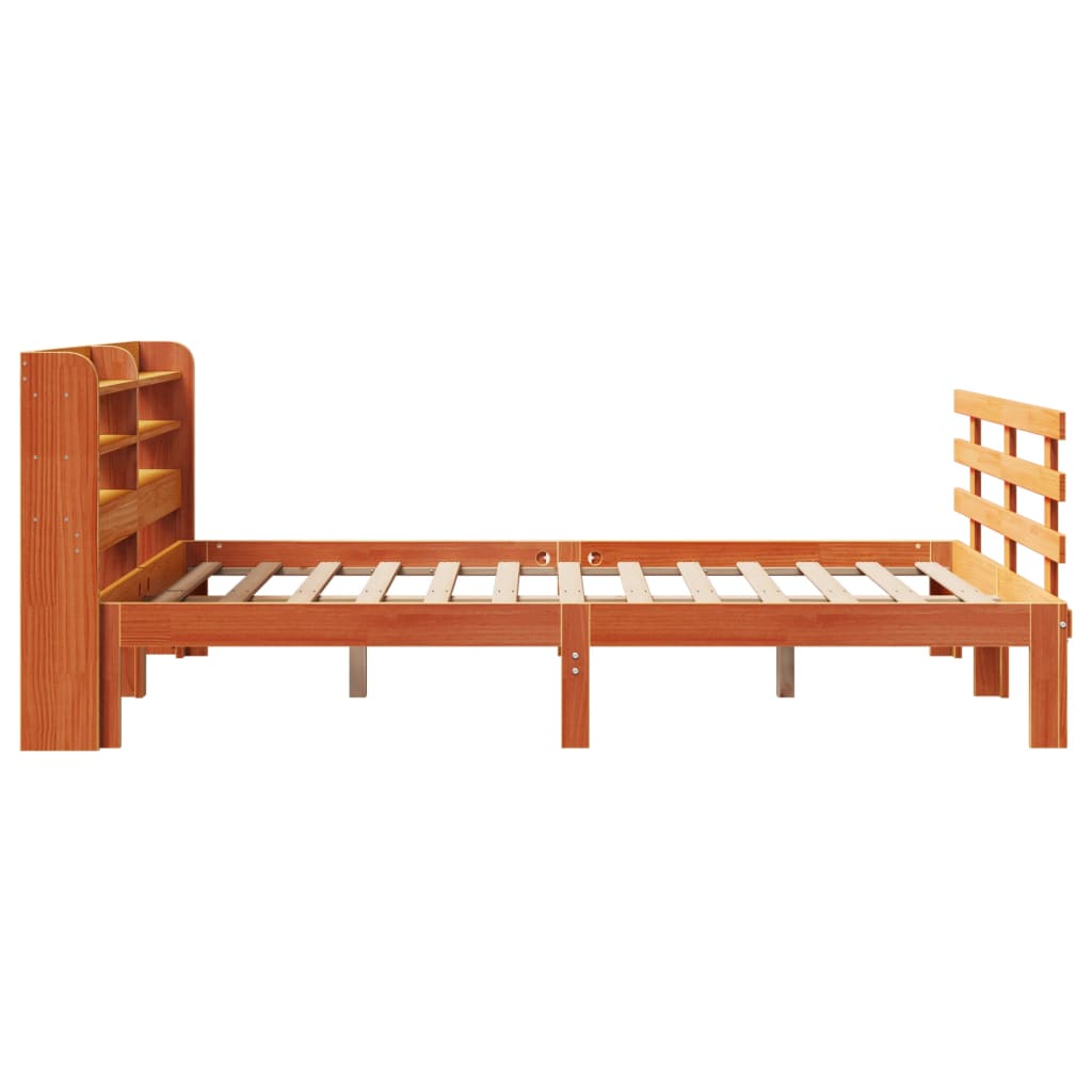 Bed Frame with Headboard without Mattress Wax Brown 135x190 cm Double