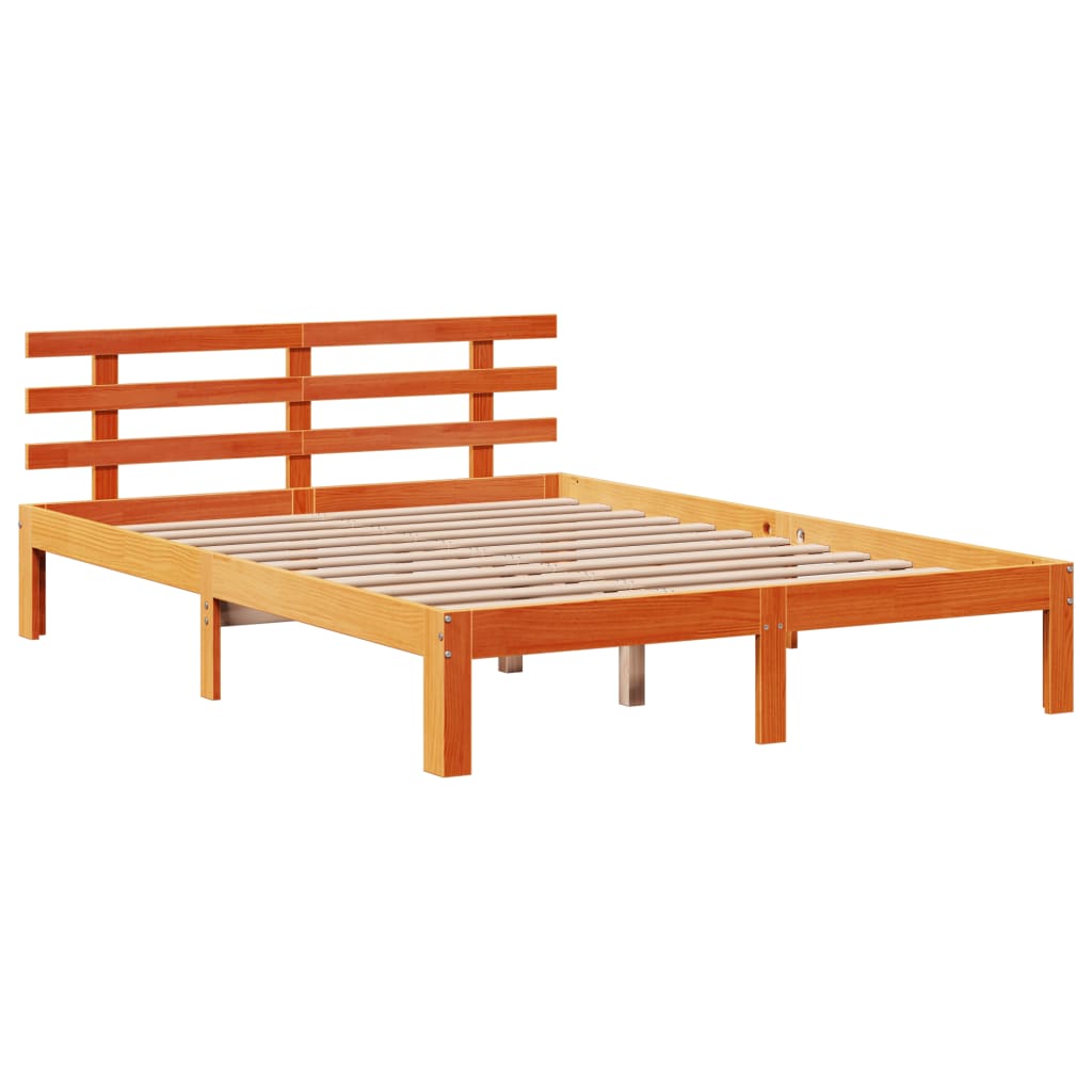 Bed Frame with Headboard without Mattress Wax Brown 150x200 cm King Size