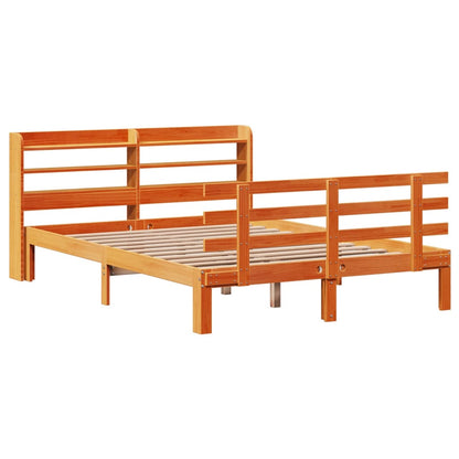 Bed Frame with Headboard without Mattress Wax Brown 160x200 cm