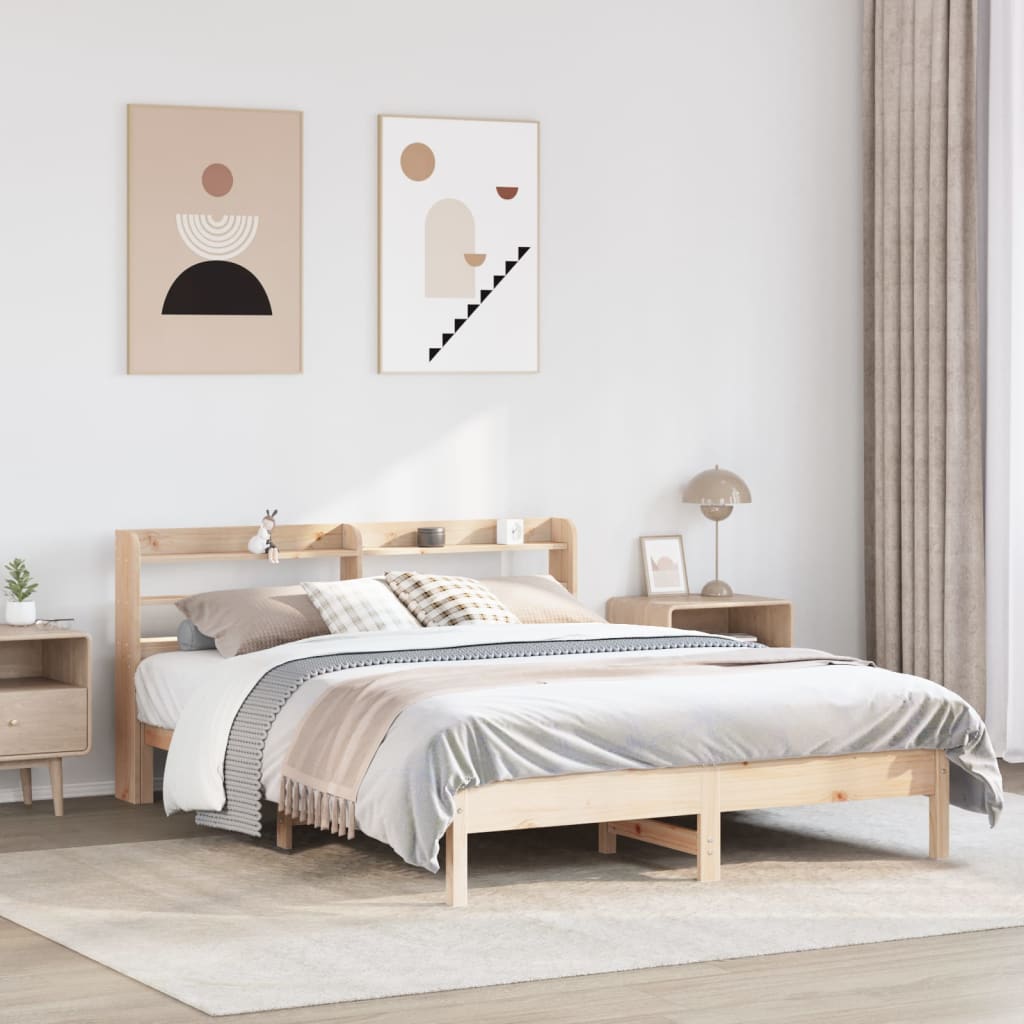 Bed Frame with Headboard 150x200 cm King Size Solid Wood Pine