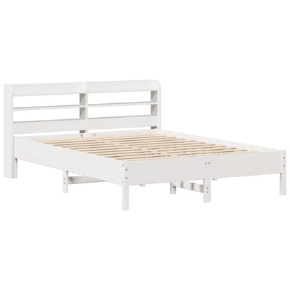 Bed Frame without Mattress White 150x200 cm King Size Solid Wood Pine