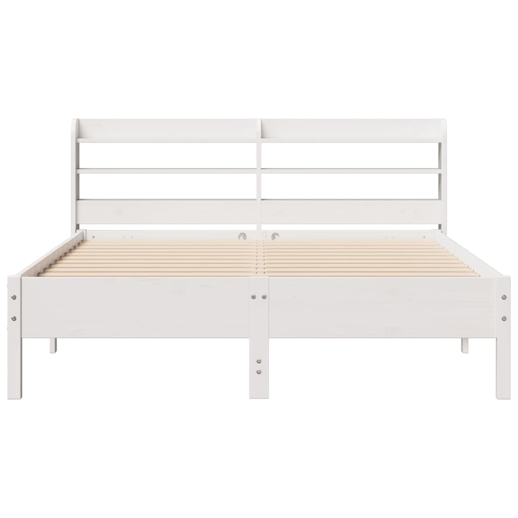 Bed Frame without Mattress White 150x200 cm King Size Solid Wood Pine