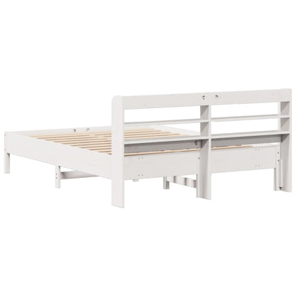 Bed Frame without Mattress White 150x200 cm King Size Solid Wood Pine