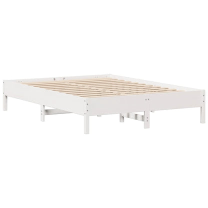 Bed Frame without Mattress White 150x200 cm King Size Solid Wood Pine