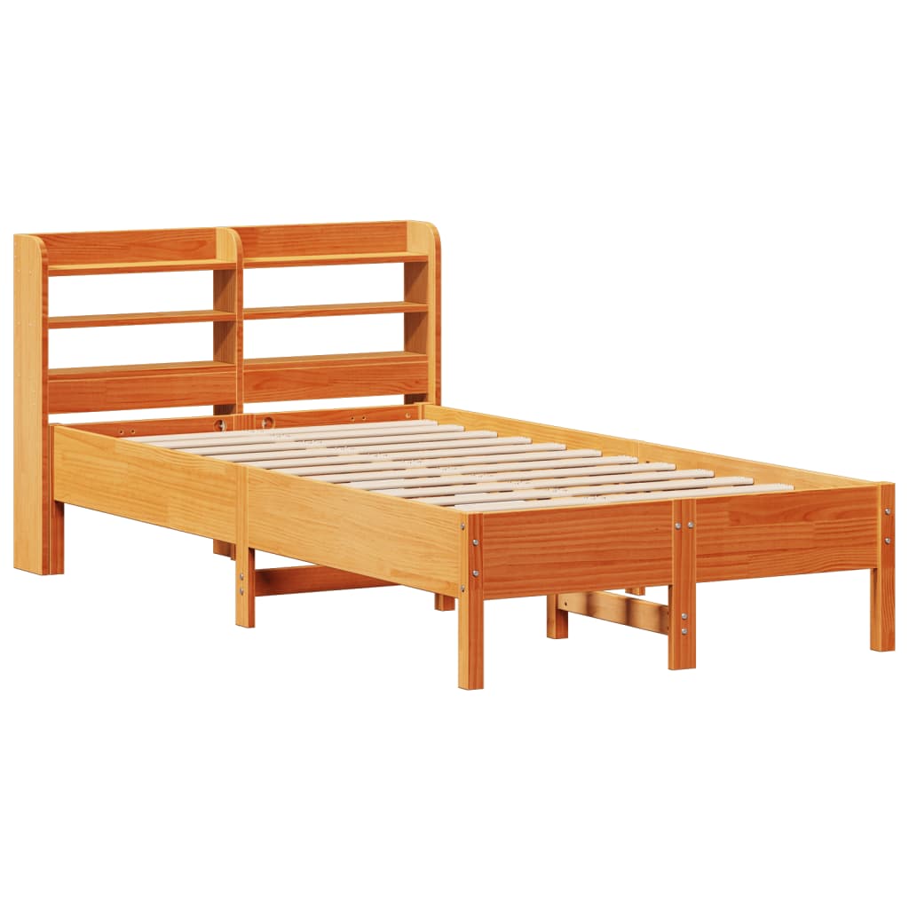 Bed Frame without Mattress Wax Brown 120x190 cm Small Double Solid Wood Pine