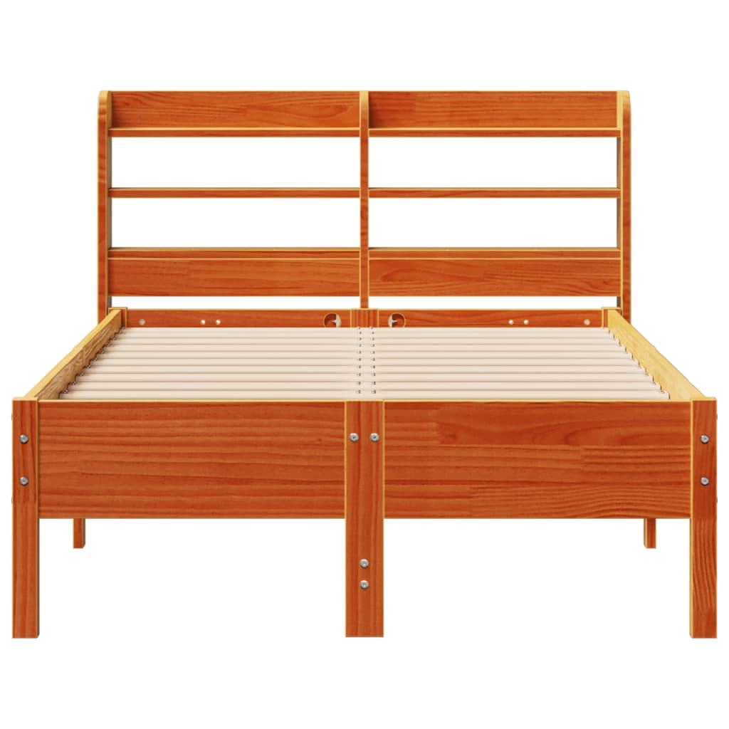 Bed Frame without Mattress Wax Brown 120x190 cm Small Double Solid Wood Pine