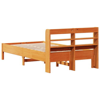 Bed Frame without Mattress Wax Brown 120x190 cm Small Double Solid Wood Pine