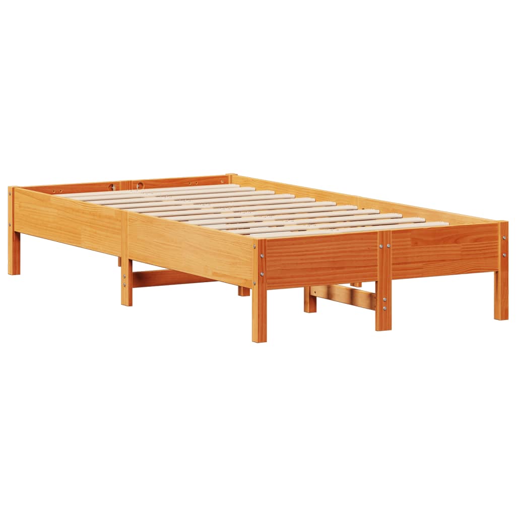 Bed Frame without Mattress Wax Brown 120x190 cm Small Double Solid Wood Pine