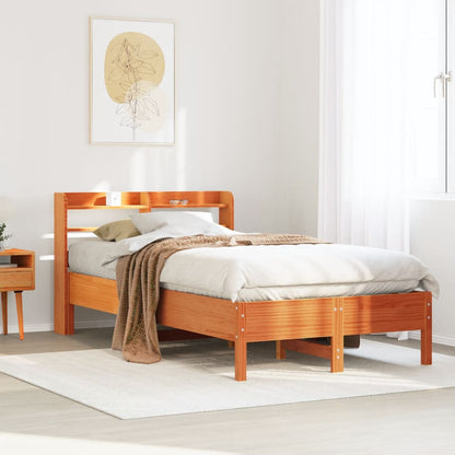 Bed Frame without Mattress Wax Brown 120x190 cm Small Double Solid Wood Pine