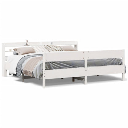 Bed Frame without Mattress White 180x200 cm Super King Solid Wood Pine