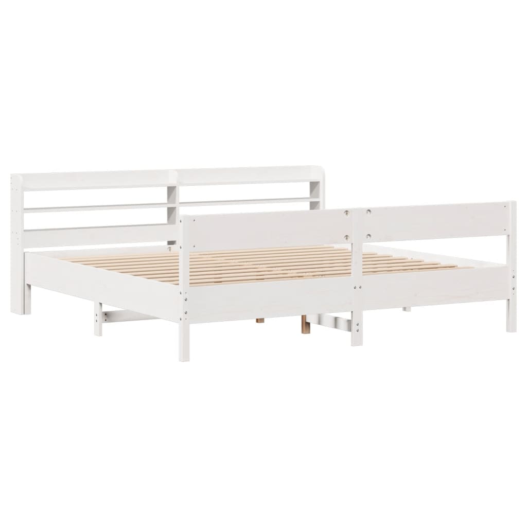 Bed Frame without Mattress White 180x200 cm Super King Solid Wood Pine