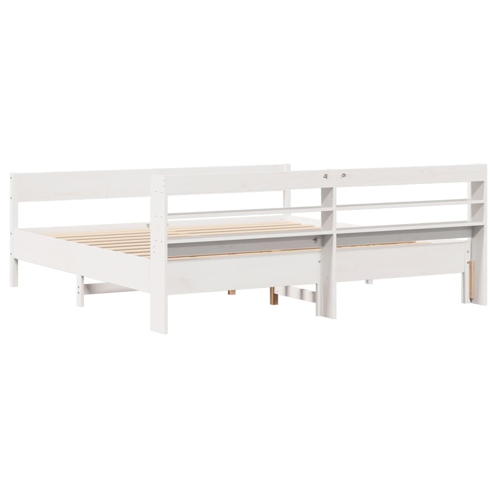 Bed Frame without Mattress White 180x200 cm Super King Solid Wood Pine