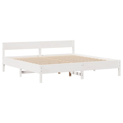 Bed Frame without Mattress White 180x200 cm Super King Solid Wood Pine