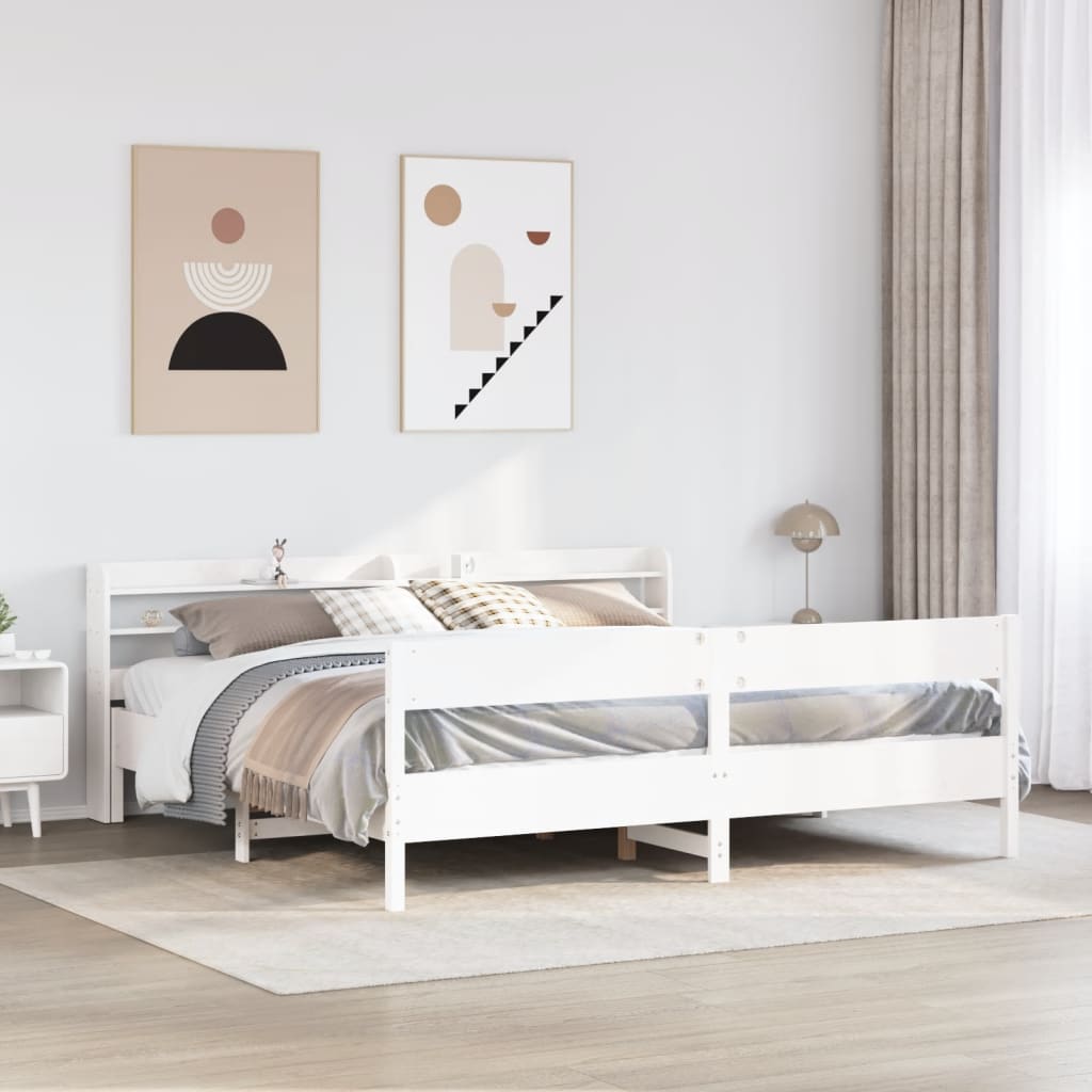 Bed Frame without Mattress White 180x200 cm Super King Solid Wood Pine