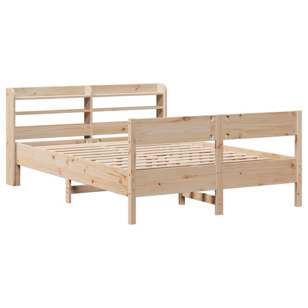 Bed Frame with Headboard 150x200 cm King Size Solid Wood Pine