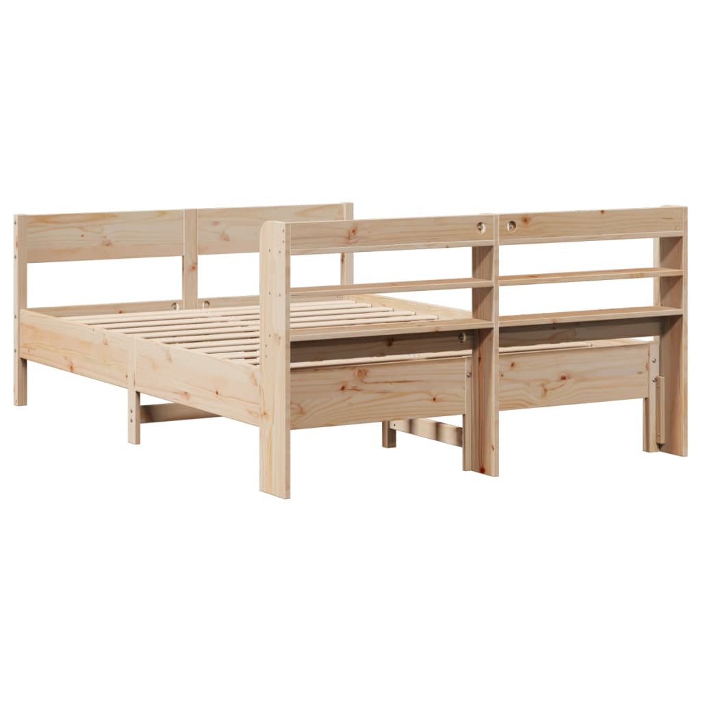 Bed Frame with Headboard 150x200 cm King Size Solid Wood Pine