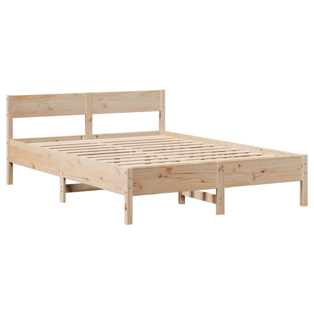 Bed Frame with Headboard 150x200 cm King Size Solid Wood Pine