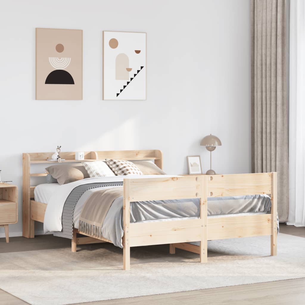 Bed Frame with Headboard 150x200 cm King Size Solid Wood Pine