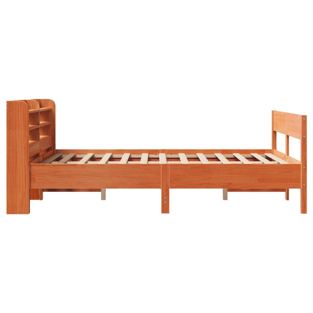 Bed Frame without Mattress Wax Brown 150x200 cm King Size Solid Wood Pine