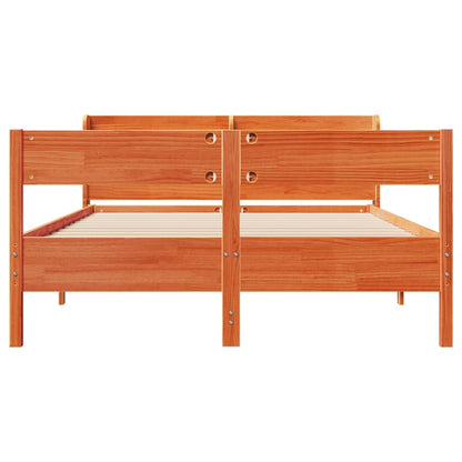 Bed Frame with Headboard Wax Brown 140x200 cm Solid Wood Pine