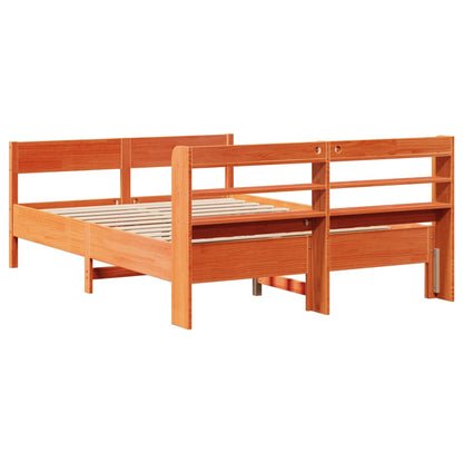 Bed Frame with Headboard Wax Brown 140x200 cm Solid Wood Pine