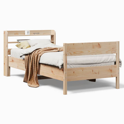 Bed Frame with Headboard 90x190 cm Single Solid Wood Pine