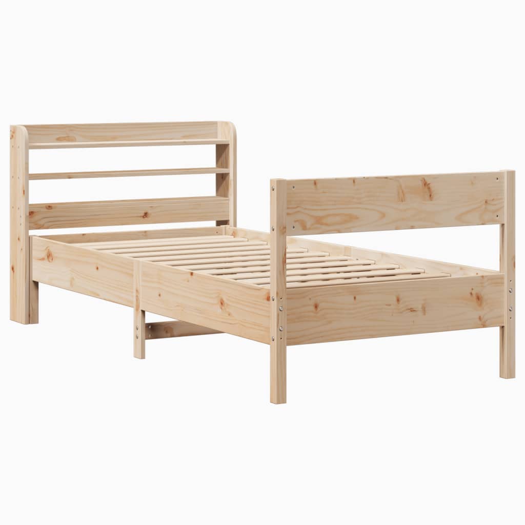 Bed Frame with Headboard 90x190 cm Single Solid Wood Pine