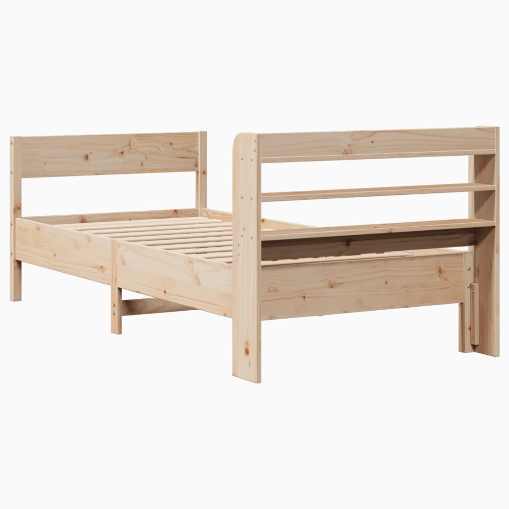 Bed Frame with Headboard 90x190 cm Single Solid Wood Pine