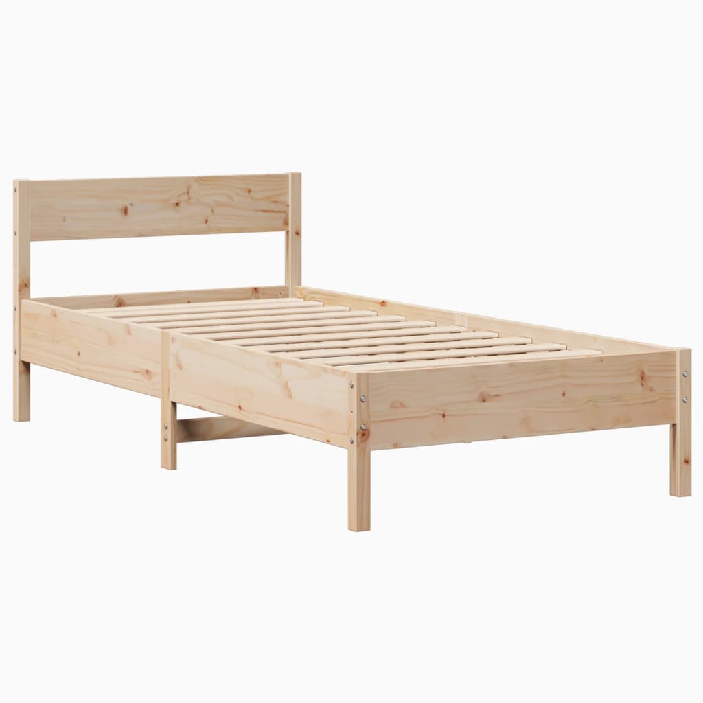 Bed Frame with Headboard 90x190 cm Single Solid Wood Pine