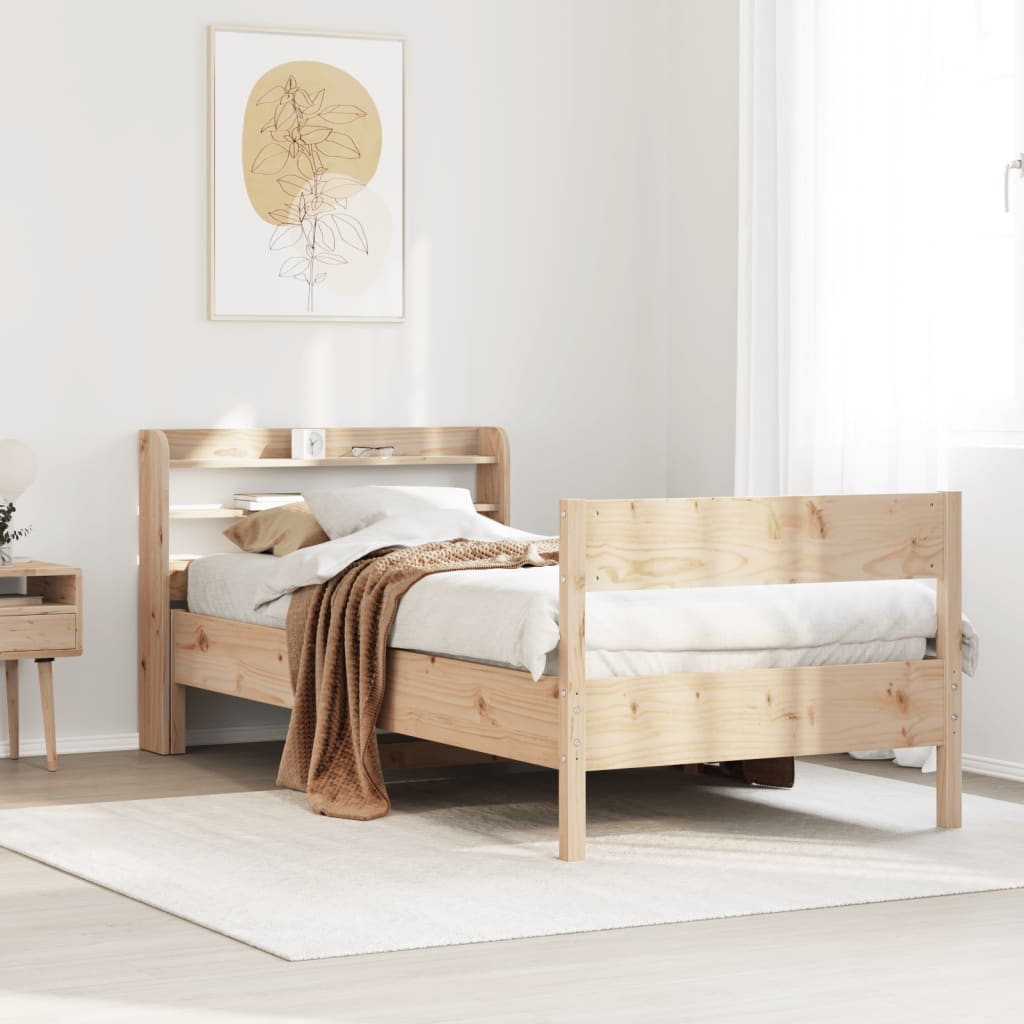 Bed Frame with Headboard 90x190 cm Single Solid Wood Pine