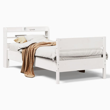 Bed Frame without Mattress White 90x190 cm Single Solid Wood Pine