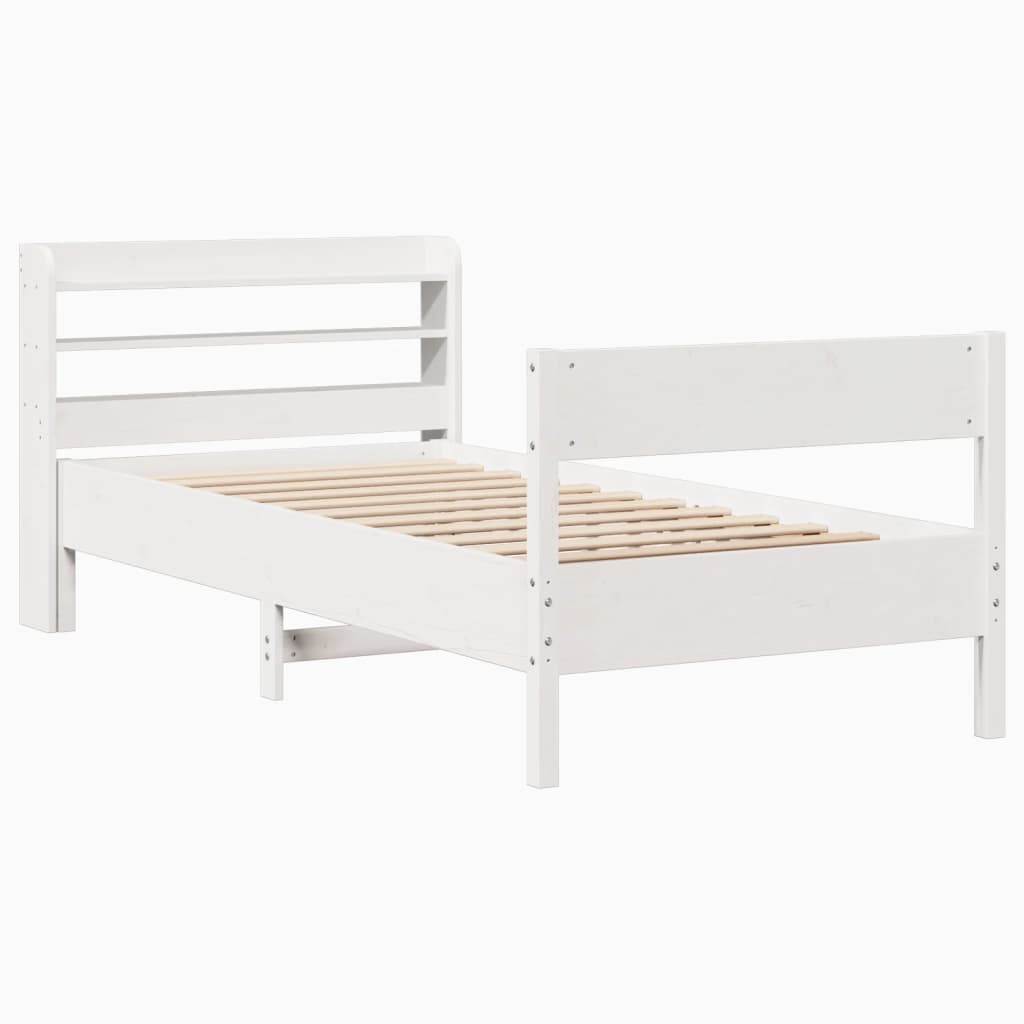 Bed Frame without Mattress White 90x190 cm Single Solid Wood Pine