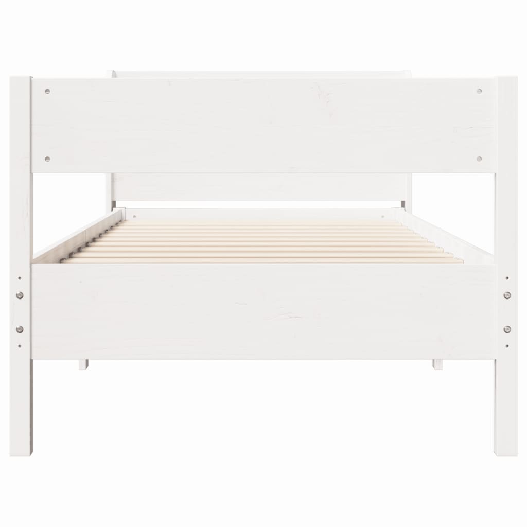 Bed Frame without Mattress White 90x190 cm Single Solid Wood Pine