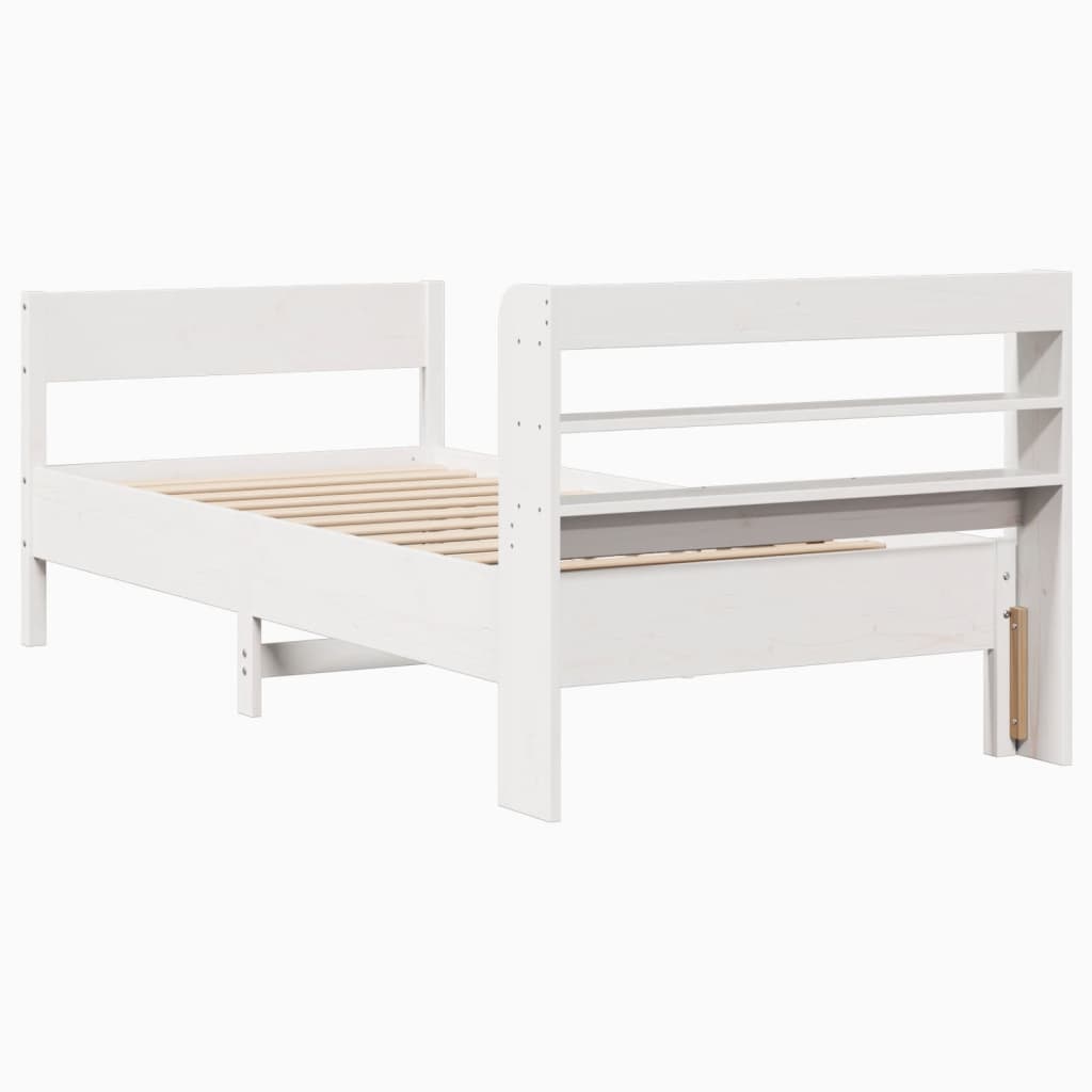 Bed Frame without Mattress White 90x190 cm Single Solid Wood Pine