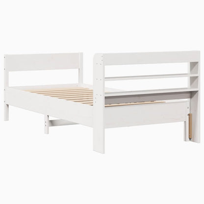 Bed Frame without Mattress White 90x190 cm Single Solid Wood Pine