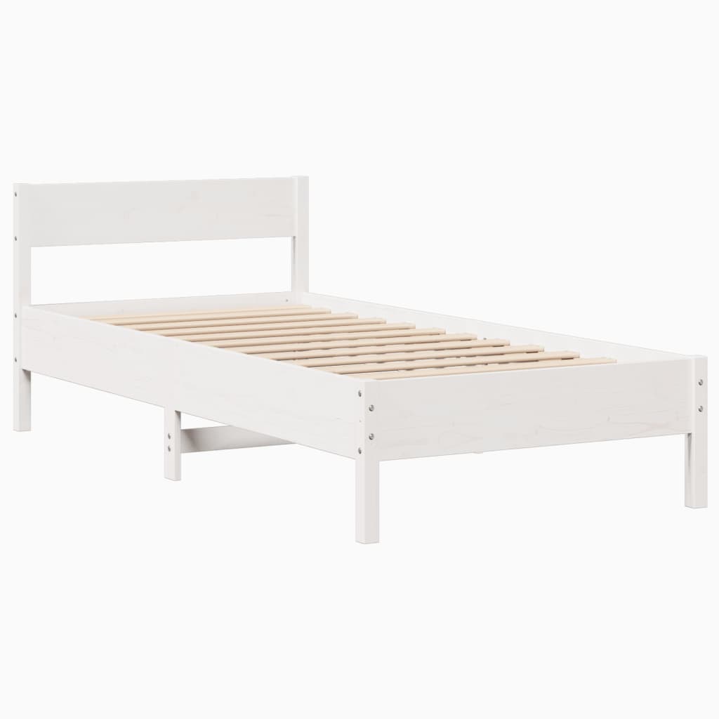 Bed Frame without Mattress White 90x190 cm Single Solid Wood Pine