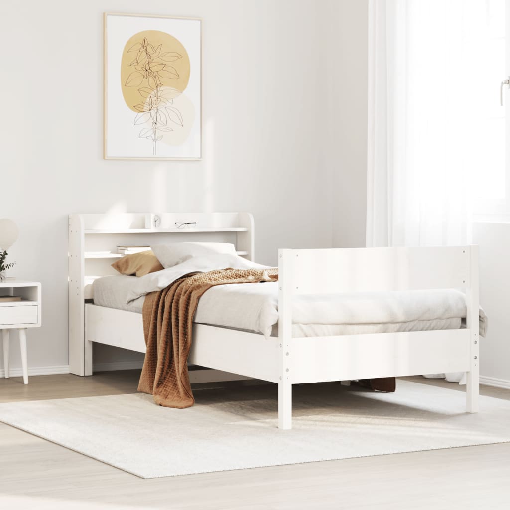 Bed Frame without Mattress White 90x190 cm Single Solid Wood Pine