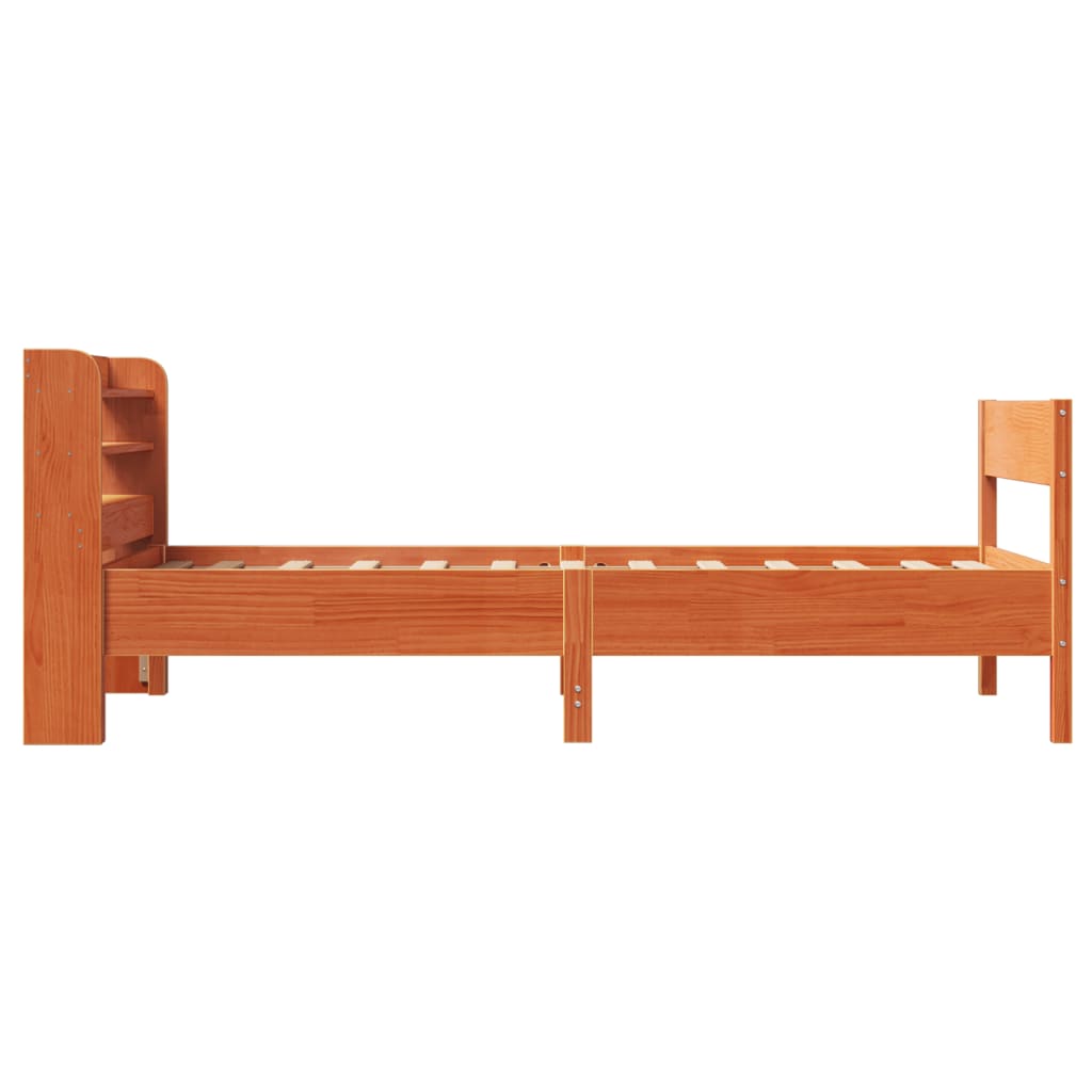 Bed Frame with Headboard Wax Brown 90x190 cm Single Solid Wood Pine